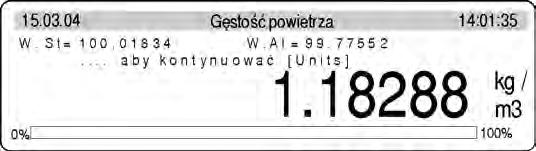 masa wzorca zostanie zapisana do pamięci wagi, połóż na szlace wagi wzorzec aluminiowy i po
