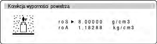 W takim przypadku możesz: rozpocząć procedurę od początku (przycisk Units) wrócić do ważenia bez zapisu wyznaczonej gęstości powietrza do pamięci wagi (przycisk MODE i wybór funkcji WAŻENIE)