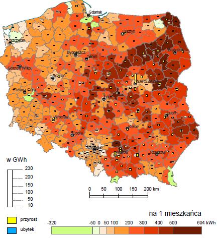 Problem: Rosnące koszty zaopatrzenia w energię elektryczną gospodarstw rolnych Średnie roczne zużycie energii elektrycznej na osobę wynosiło w 2012 r 2750 kwh (w mieście 1700 kwh) i wzrosło o 49,6% w