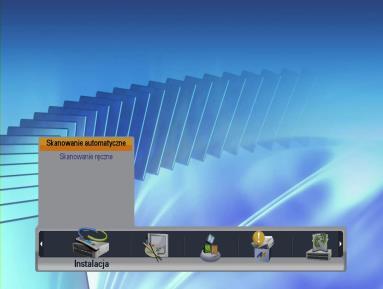5.2 Instalacja 1. Aby wyświetlić interfejs użytkownika, wciśnij przycisk Menu. 2. Po zaznaczeniu jednej dostępnych opcji wyszukiwania: automatycznej lub ręcznej, wciśnij przycisk, aby ją rozpocząć. 5.