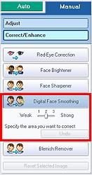 Korzystanie z funkcji Cyfrowe wygładzanie twarzy Strona 190 z 487 4. Kliknij przycisk Cyfrowe wygładzanie twarzy (Digital Face Smoothing).
