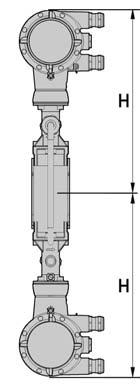 2 Dane techniczne OPTISWIRL 4200 2.2.2 Wersja bezkołnierzowa a = 133 mm / 5,24" b = 105 mm / 4,13" c = 179 mm / 7,05" Wymiar H x 2 Waga: + 2,8 kg / 6,2 lb Wersja bezkołnierzowa EN Rozmiar znamionowy Ciśnienie znam.