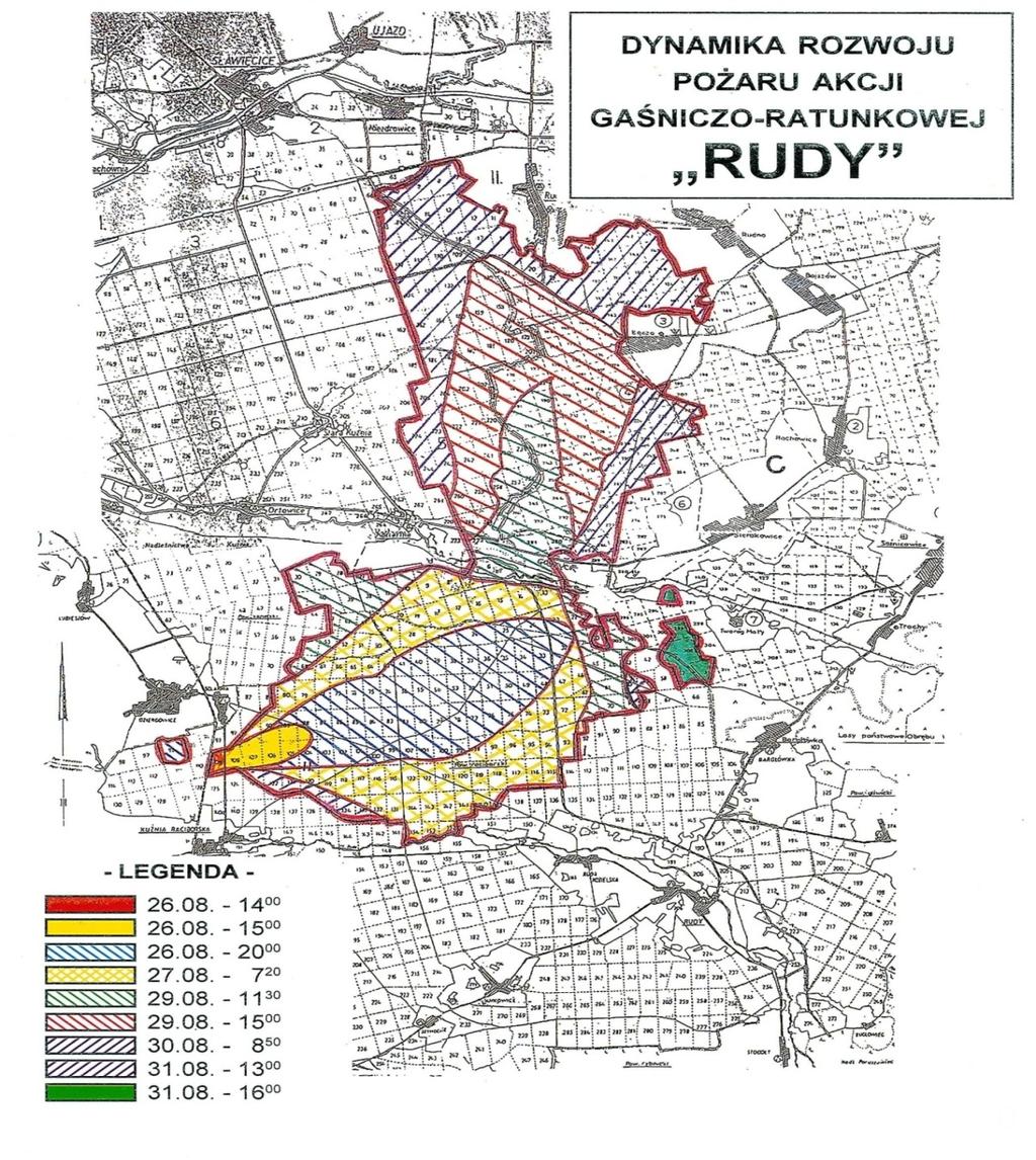 Pożar 1992 Pożar trwał od 26 do 31 sierpnia, a dogaszanie do 20 września, sztab akcji rozwiązano 20.09.1992r.