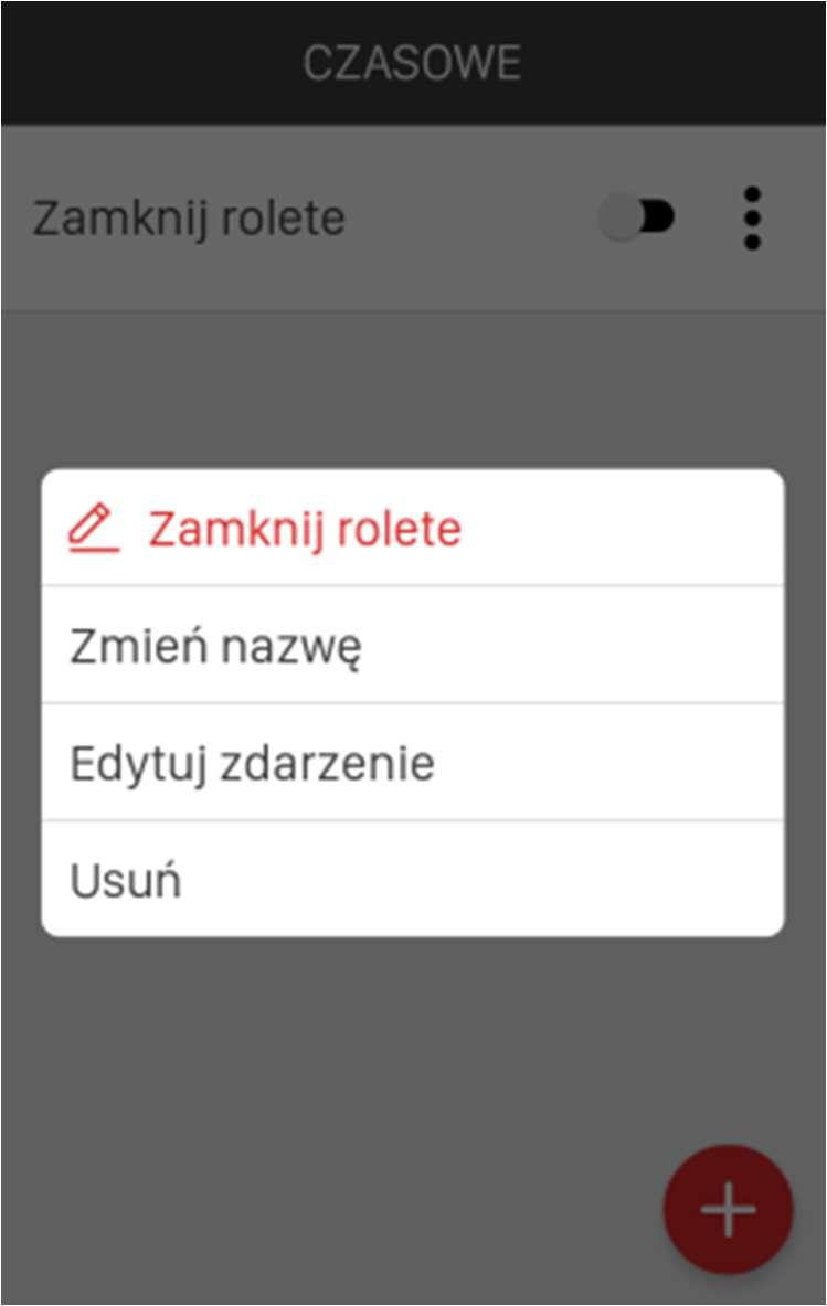 W celu usunięcia funkcji czasowej należy z menu kontekstowego