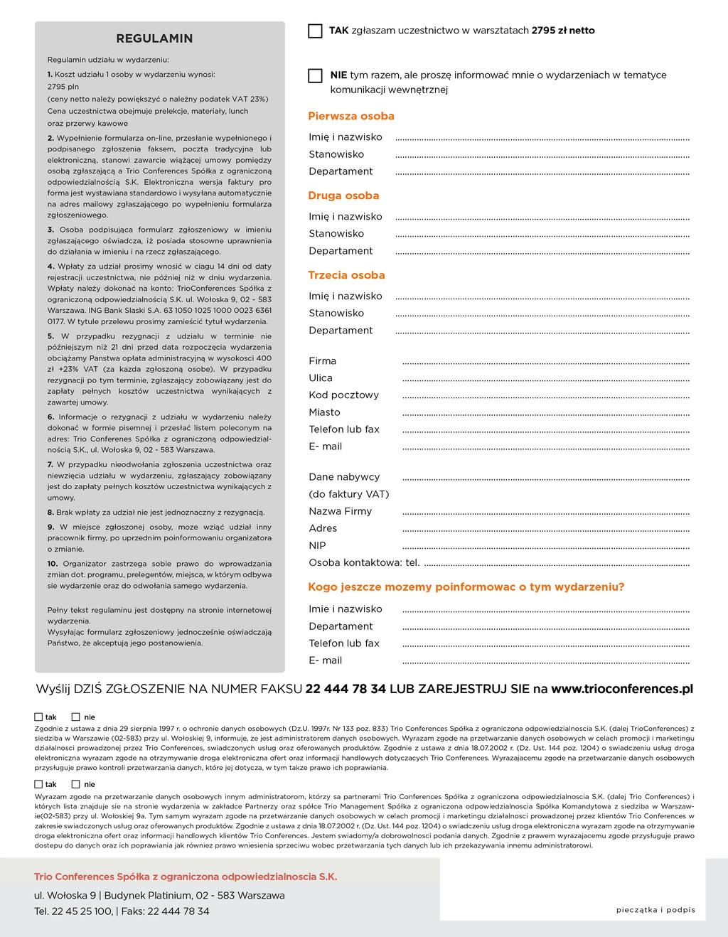 KOMUNIKACJA W ORGANIZACJI Z ROZPROSZONĄ SIECIĄ ODDZIAŁÓW REGULAMIN Regulamin udziału w