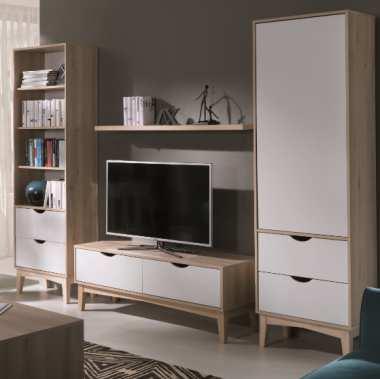 HAGA REGAŁY PŁYTA LAMINOWANA O GRUBOŚCI 16 mm, WYKOŃCZONA OBRZEŻEM ABS BUK ICONIC (II) LUB REAL WALNUT (WR) SZUFLADY- PROWADNICE DOLNEGO MONTAŻU, Z NIEPEŁNYM WYSUWEM I SAMODOCIĄGIEM MEBLE POSADOWIONE