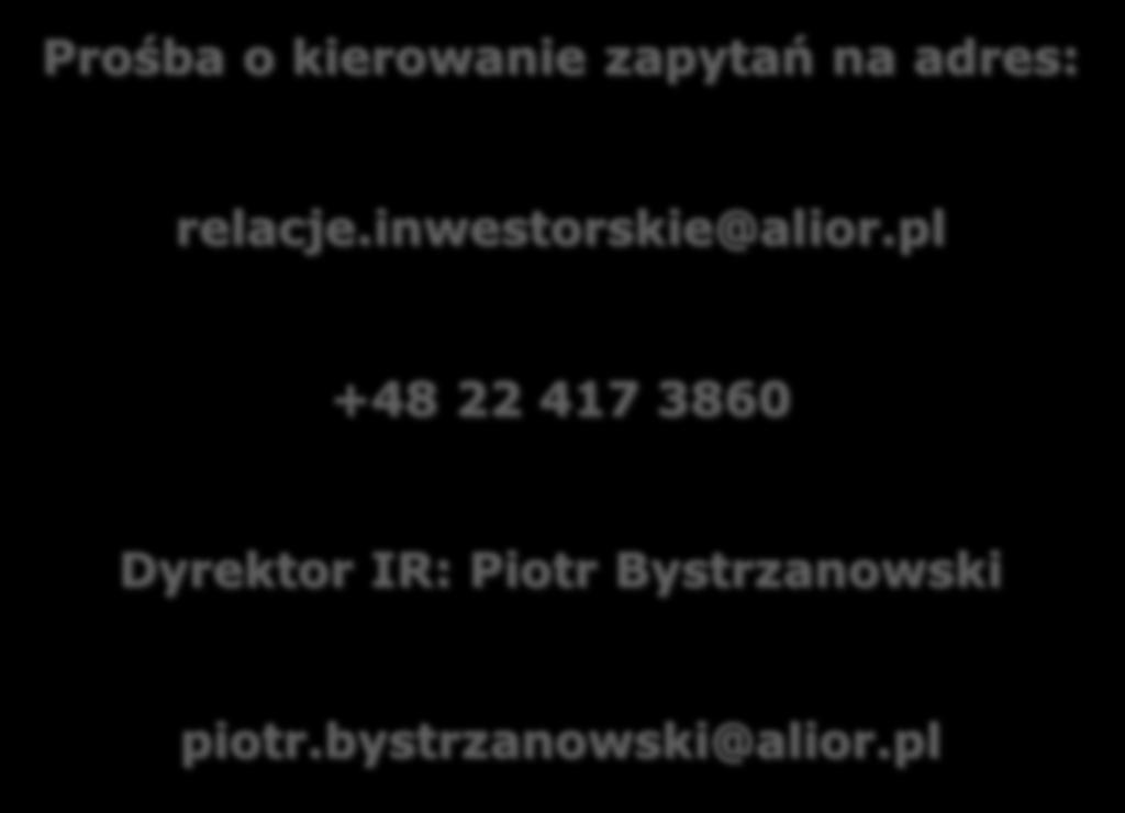 KONTAKT Prośba o kierowanie zapytań na