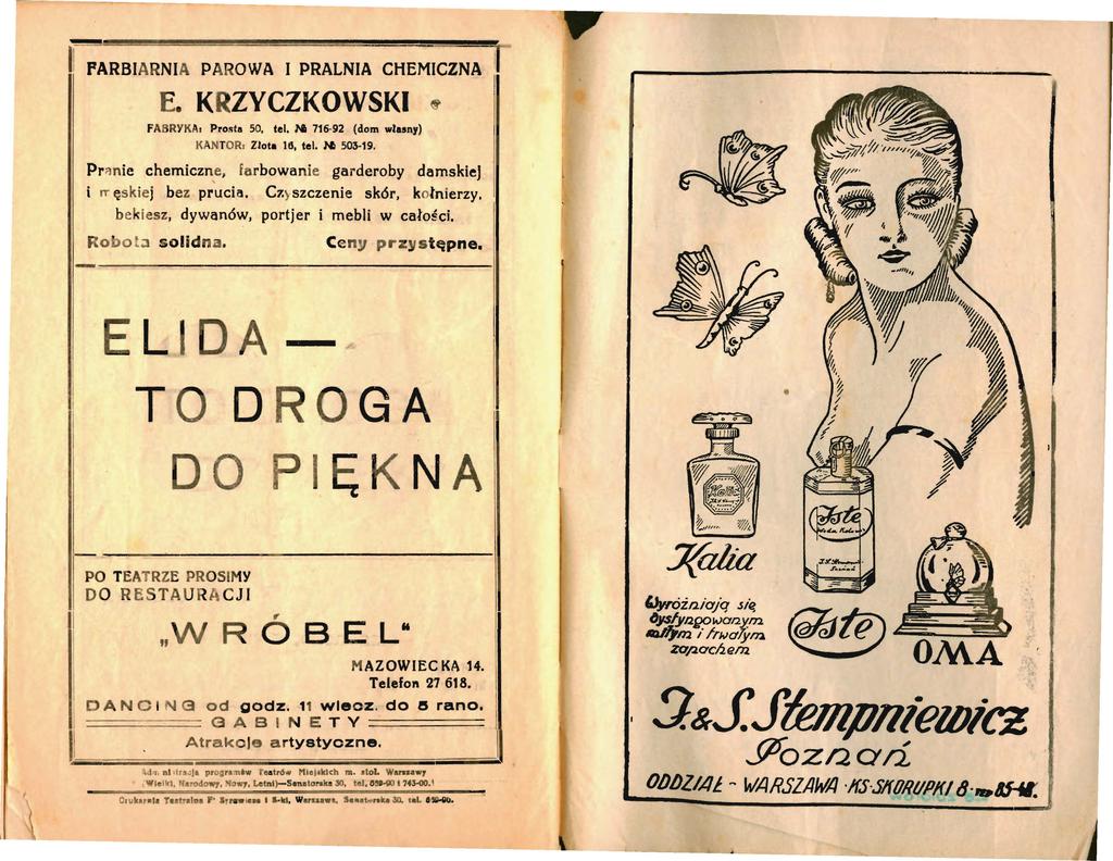~- l'arbarna PAROWA PRALNA CHEMCZNA :1 E. K ZYCZKOWSK ~ FABRYKA1 Pro!!ta 50, tel, 716-92 (dom własny) KANTOR1 Złota te, tel. Hl 503-19.