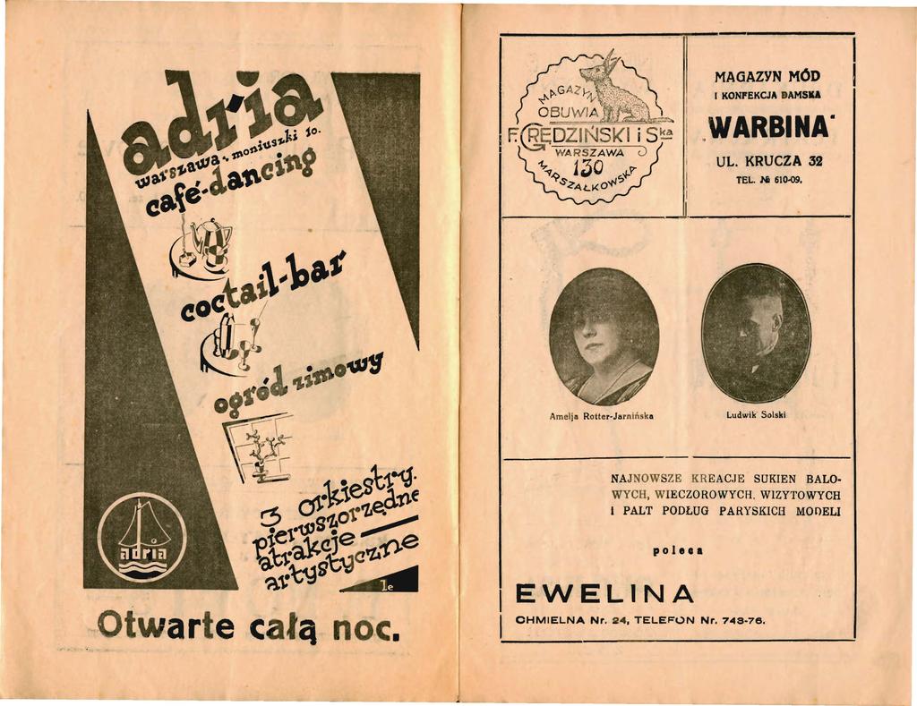 ~----------,,_, MAGAZYN MOD KONFEKCJA BAMSK,WARBNA. UL. KRUCZA 32 TEL. H 610-09, 1~~~~~~~--JJ.