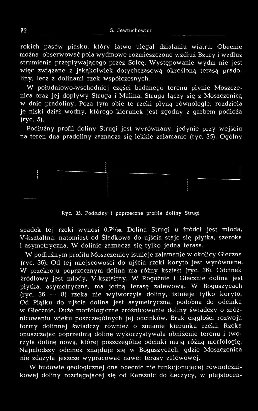 W południowo-wschodniej części badanego terenu płynie Moszczenica oraz jej dopływy Struga i Malina. Struga łączy się z Moszczenicą w dnie pradoliny.