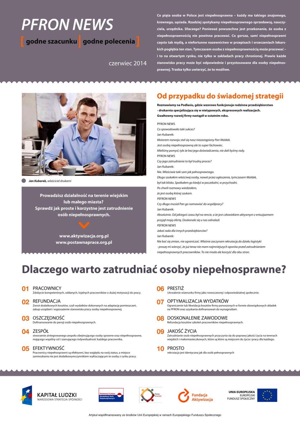 Pozytywny wizerunek osób niepełnosprawnych wśród pracodawców operujących na terenach wiejskich i