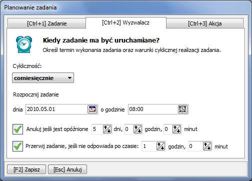 Określamy po jakim czasie anulować zadanie oczekujące na wykonanie (np. po 5 