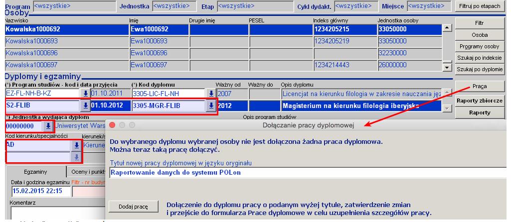 W bloku Dyplomy i egzaminy dodaje dyplom. 3.