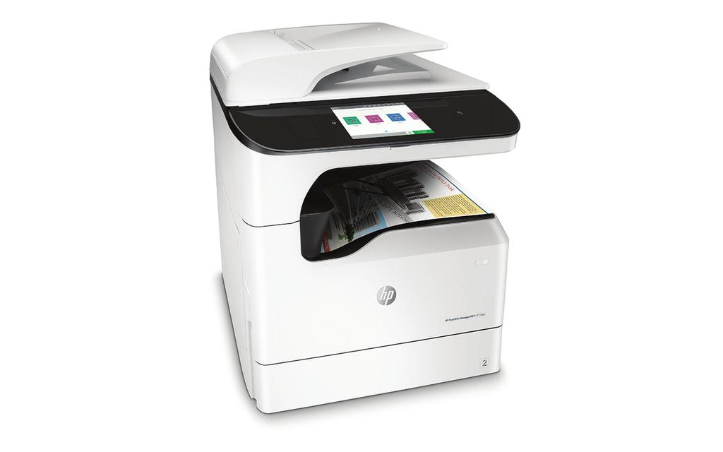 Dane techniczne Urządzenie wielofunkcyjne HP PageWide Managed P77740z Nowa era niedrogiego druku w kolorze, z wysoką wydajnością i mocnymi zabezpieczeniami Urządzenia wielofunkcyjne i drukarki HP