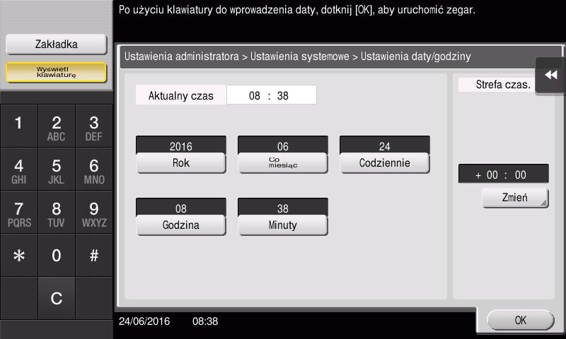 3.2 Funkcja Skanuj-by-wysłać 3 - Wybrać [Narzędzie] - [Ustawienia administratora] - [Ustawienia systemowe] - [Ustawienia daty/czasu], by w urządzeniu i komputerze określić taką samą datę/godzinę i