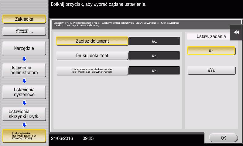 zewnętrznej]. 3 Wybrać [Zapisz dokument] i [WŁ.
