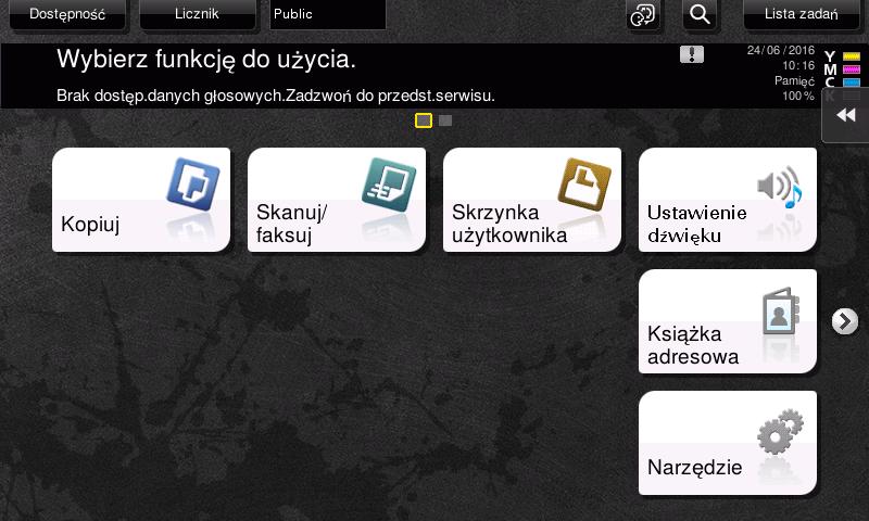 Panel dotykowy 2.6 2 2.6 Panel dotykowy 2.6.1 Menu główne Nacisnąć przycisk Menu znajdujący się na Panelu sterowania, by wyświetlić menu główne.
