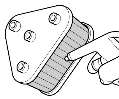 Demontaż filtra Aby wyjąć wkład filtra powietrza należy: 1. Odkręć śrubę (1). Odczep zaczepy i zdejmij lewą osłonę ramy (2). 2. Odkręć śruby (3) 3. Zdejmij pokrywę filtra (4) 4.