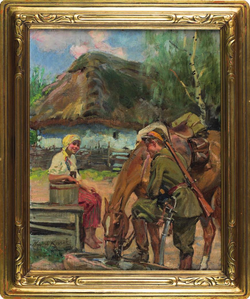 16. Wojciech KOSSAK (1856-1942) PRzy studni Olej, płótno na desce, 50 x 40 cm, sygn. l.d.: wojciech Kossak 1930. 30.000,- syn i uczeń juliusza Kossaka.