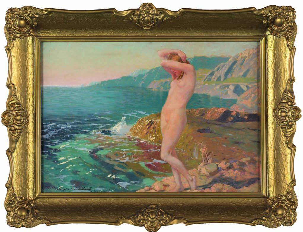 17. Feliks michał WYgRZYWAlSKI (1875-1944) brzeg MORza Olej, tektura, 33 x 48 cm, sygn. l.d.: F.M. wygrzywalski senior, la tramontana. 8.