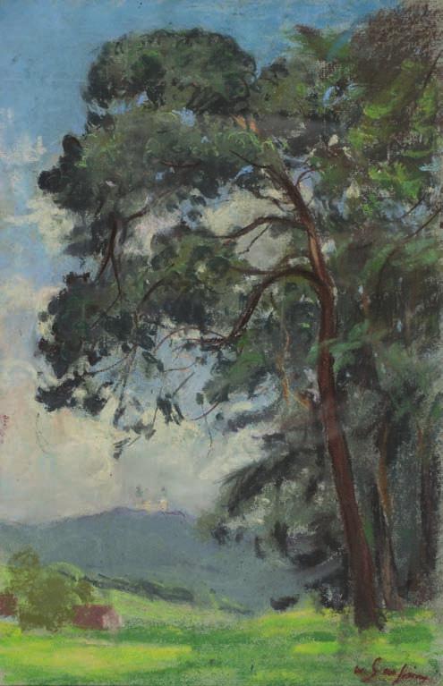 7. Władysław SERAFIn (1905-1988) widok Na bielany Pastel, papier, 41,5 x 27 cm, sygn. p.d.: w. serafin. 2.000,- Malarz, związany z krakowskim środowiskiem artystycznym, uczeń krakowskiej asp, dyplom w 1932.