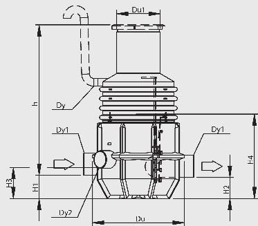 h Zbiorniki kontrolne EuroNOK z zasuwą ø600 Du [mm] [mm] [mm] H1 [mm] [mm] [mm] DN 110 1260 110 110 330 300 1200 DN 160 1260 110 160 330 300 1200 h DN 200 1260 110 200 330 300 1200 DN 250 1260 110