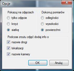 Pomiary W menu Narzędzia/Opcje należy wybrać typ dokonywanych pomiarów ( odległość, wysokość lub powierzchnia): Pomiar odległości na zdjęciu : Ustawić w opcjach w okienku Dokonuj pomiarów przycisk