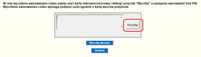 Drugi z użytkowników będzie miał dostępną ikonę z zielonym piórkiem jak na rysunku poniżej, Po kliknięciu na ikonę, pojawia się okno z aktywnym klawiszem Wycofaj.