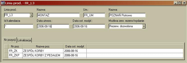 ZADANIA KONTROLNE: 1) Zamieść zrzut ekranu z danymi linii produkcyjnej L1 wraz z informacją, jaka/jakie pozycje