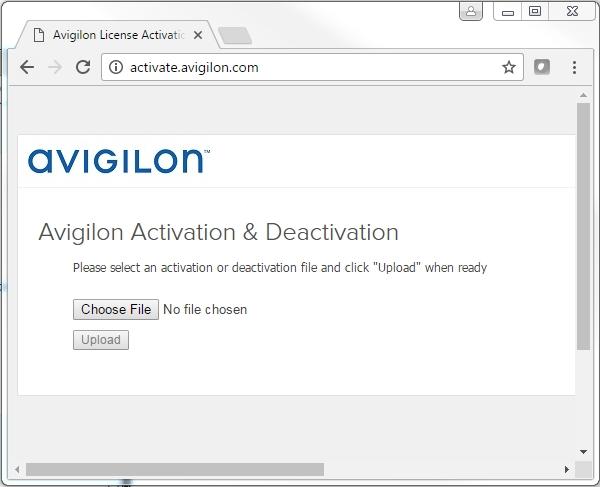 7. Skopiuj plik.key do komputera z dostępem do Internetu. 8. Otwórz przeglądarkę internetową i przejdź na stronę http://activate.avigilon.com. Rysunek 3: Strona aktywacji licencji firmy Avigilon 9.