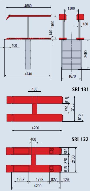 Podnośniki teleskopowe z długimi rampami 7 8 SRI 131 / 3,5t Serwis + Inspekcja Podnośnik z długimi rampami. Minimalna wysokość ramp wynosi 140mm. Łatwy dostęp do samochodów z niskimi spojlerami.