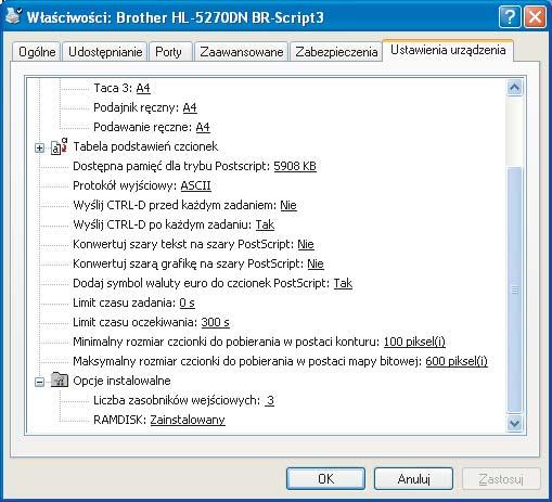 3. Sterownik i oprogramowanie Funkcje sterownika BR-Script (emulacja języka PostScript 3 ) (dla systemu Windows ) 3 Więcej informacji zawiera zakładka Wsparcie w sterowniku drukarki.