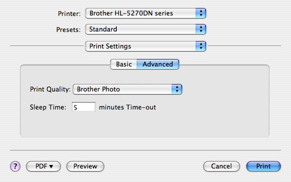 3. Sterownik i oprogramowanie Zakładka Advanced (Zaawansowane) Jakość druku Jakość druku można zmienić w następujący sposób: Brother Photo Jest to tryb drukowania fotografii (priorytetem jest