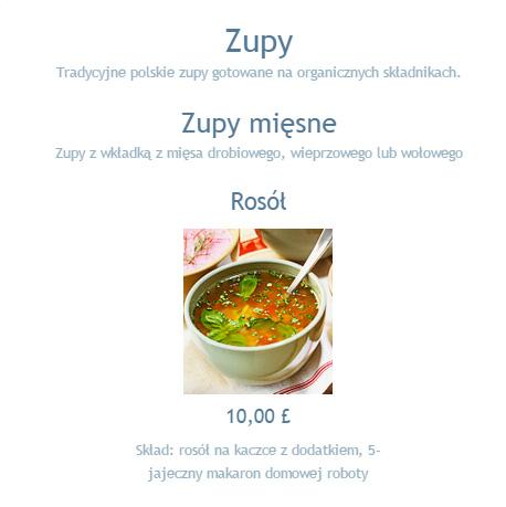 W tym celu rozwiń zakładkę w górnej części okna edycji i wybierz walutę z listy. Gotowy produkt w Twoim menu będzie prezentował się tak jak na powyższym przykładzie.