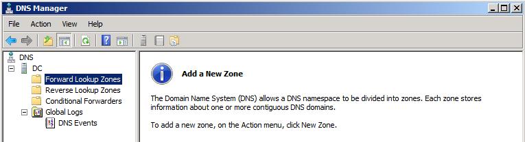 Konfiguracja serwera DNS Do zarządzania serwerem DNS służy konsolka DNS Manager uruchamiana z listy narzędzi administracyjnych. Okno zainstalowanego serwera pokazuje rysunek 8. Rysunek 8.