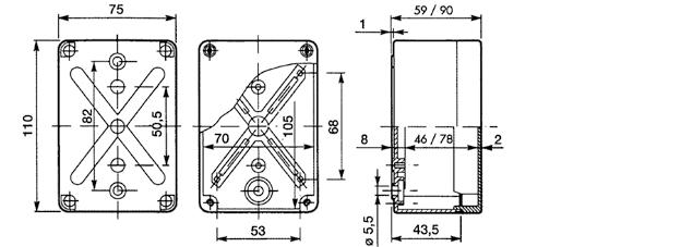 Wymiary zewnętrzne: 105x105x140 INDUSTRIAL PUSZKA N/T 110X75X59