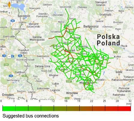 Sugerowane połączenia autobusowe 13 Politechnika