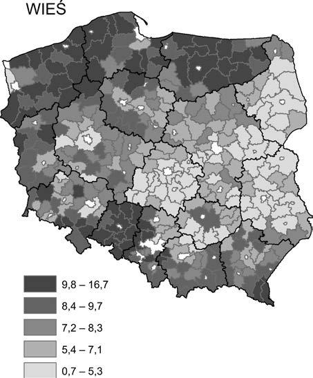 Przestrzenne zróżnicowanie przemian demograficznych w Polsce 67 Ryc. 13.