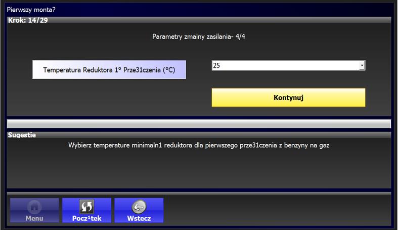 Str 10 PARAMETRY ZMIANY ZASILANIA USTAL MINIMALNĄ TEMPERATURĘ REDUKTORA PRZY KTÓREJ