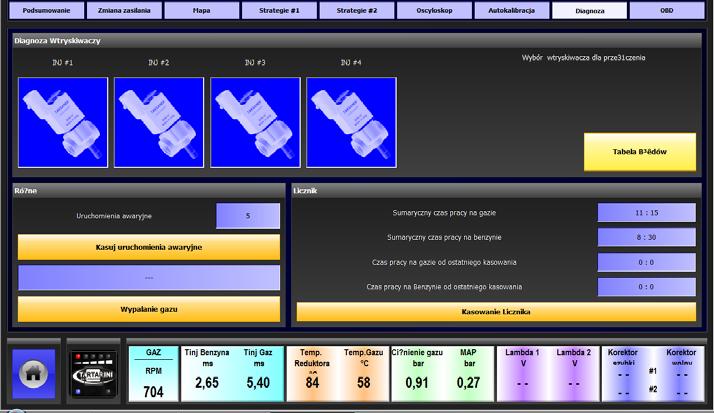 Str 28 ZAKŁADKA DIAGNOZA WTRYSKIWACZY UMOŻLIWIA KONTROLĘ