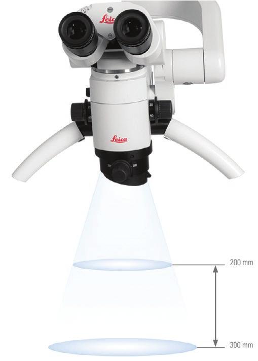 Obiektyw Leica M320 MultiFoc Obiektyw Leica M320 MultiFoc umożliwia ustawienie ostrości w zakresie ogniskowej od 200 do 300 mm.