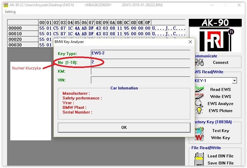 Po sprawdzeniu jaki klucz posiadamy możemy przystąpić do programowania nowego kluczyka. Proszę zrobić teraz dokładnie tak.