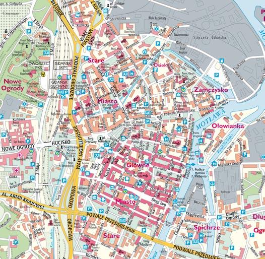 Gdansko centras Oliwa 38 39 Nowy Port 28 1 Aukštieji vartai 22 Šv. Trejybės bažnyčia 36 37 2 Įėjimas į Ilgąją gatvę 23 Nacionalinis muziejus 3 Didysis arsenalas 24 Senojo miesto rotušė 4 Šv.