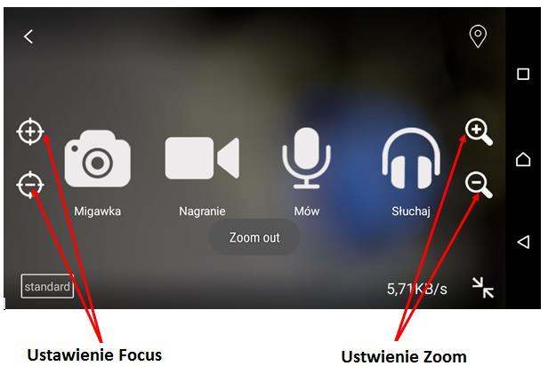 USTAWIENIE ZOOM W KAMERZE Kamera automatycznie dostosowuje focus(ostrość obrazu) do ustawień zoom[ ],[ ].