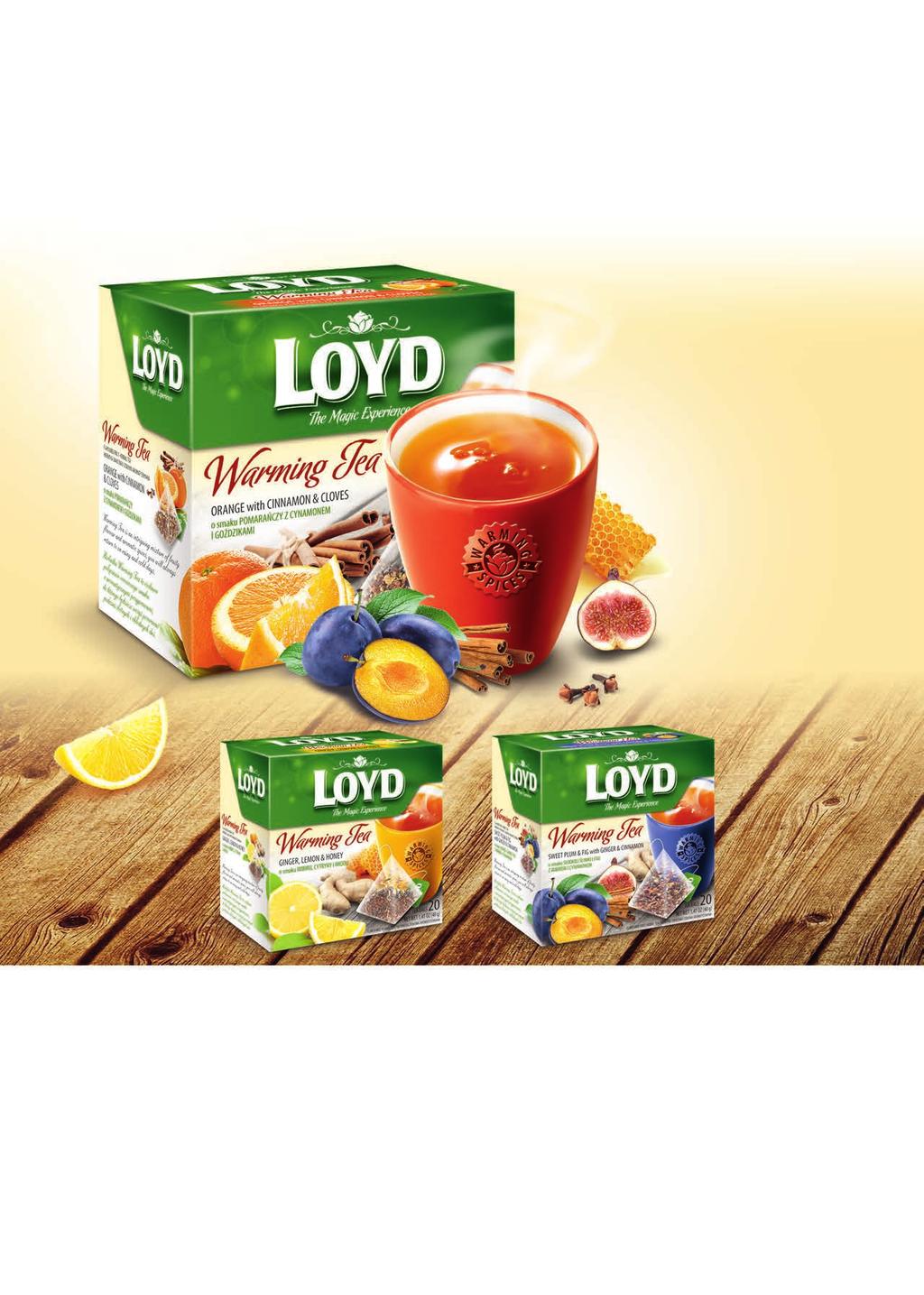 Herbatki funkcjonalne rozgrzewające Rozgrzewające herbatki LOYD Warming Tea to niezwykle aromatyczne połączenie soczystości owoców z korzenną alchemią orientalnych przypraw.