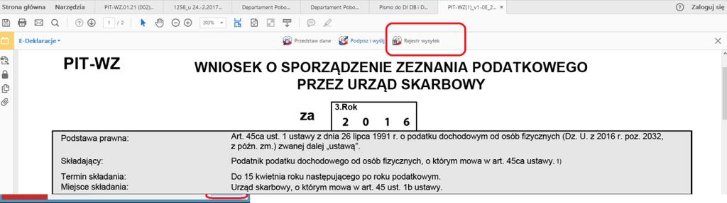 Aplikacja e-deklaracje Desktop W celu sprawdzenia statusu wysłanego dokumentu przy użyciu aplikacji