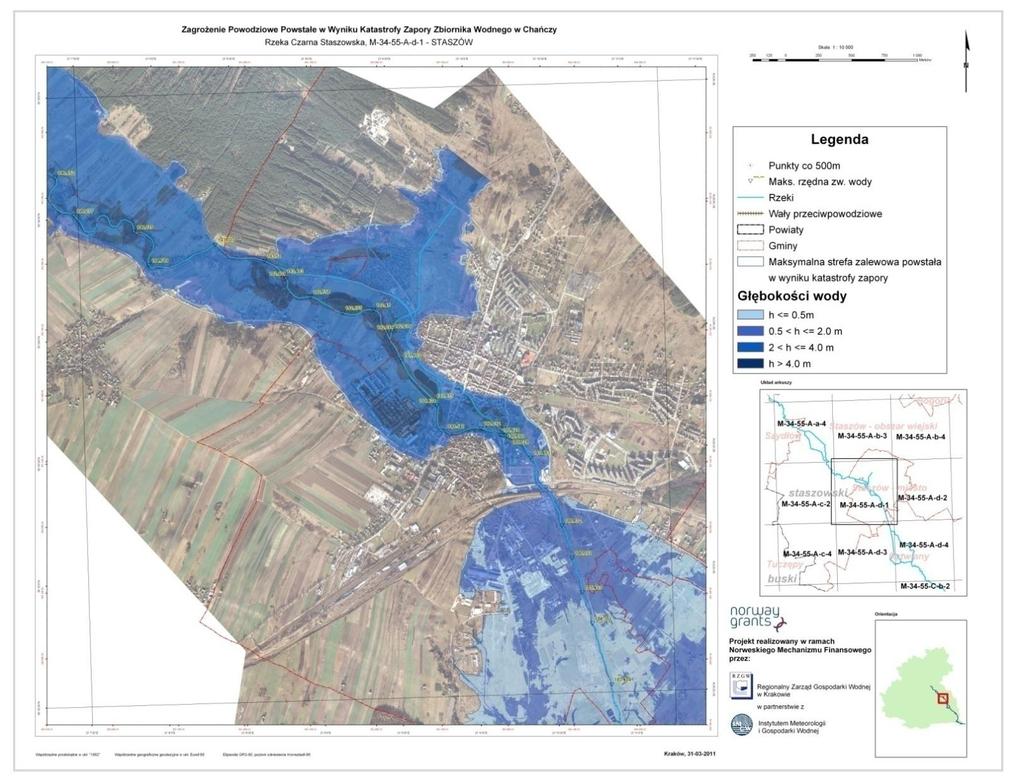 Mapy z zasięgiem stref zalewowych Przykładowy arkusz mapy