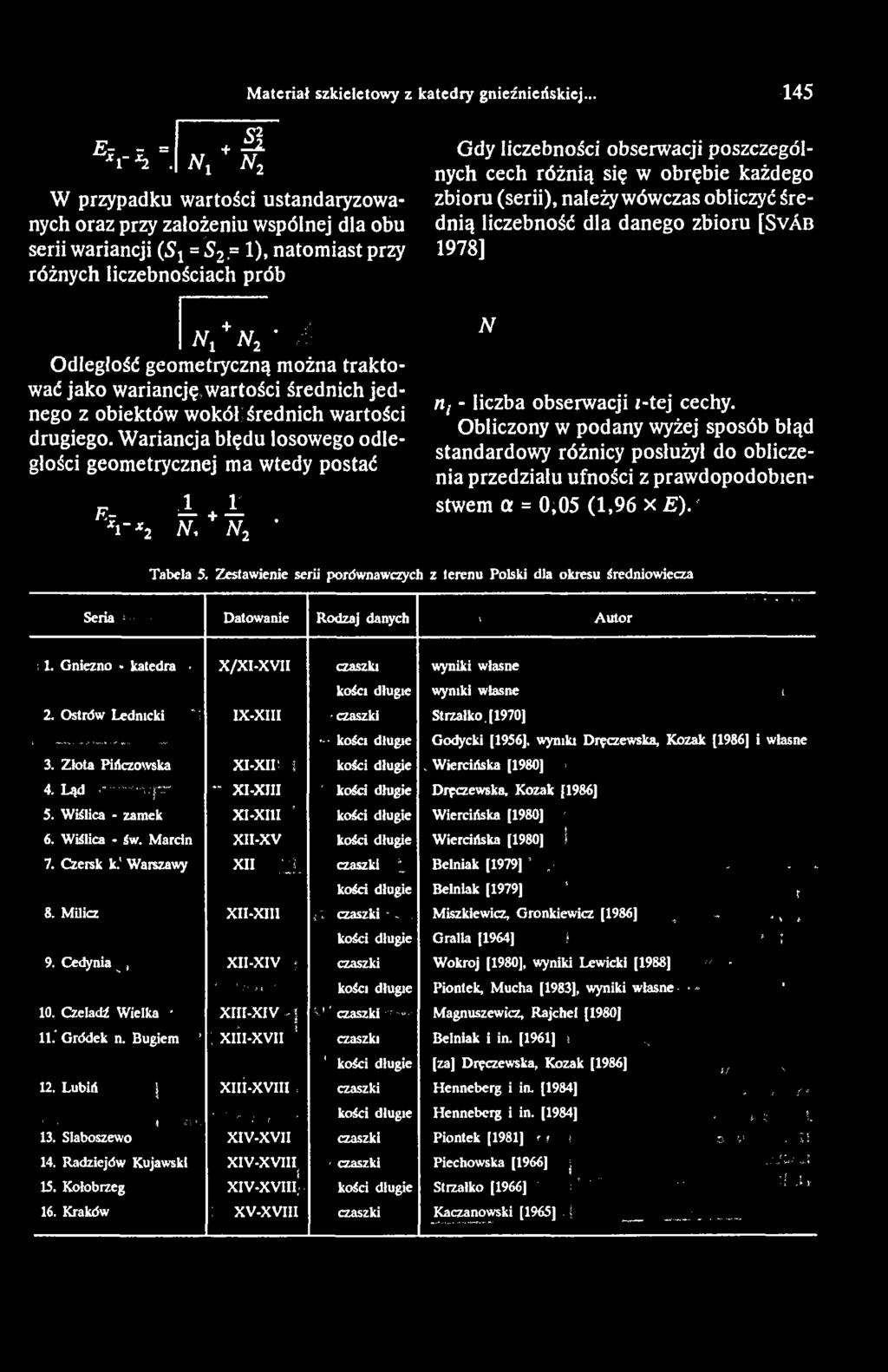 Wariancja błędu losowego odległości geometrycznej ma wtedy postać F 1 _L h ~ x2 N.