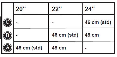 Uwaga: Należy pamiętać, aby wydłużyć drążek urządzenia antywywrotnego przy wysokości siedziska 48 cm.