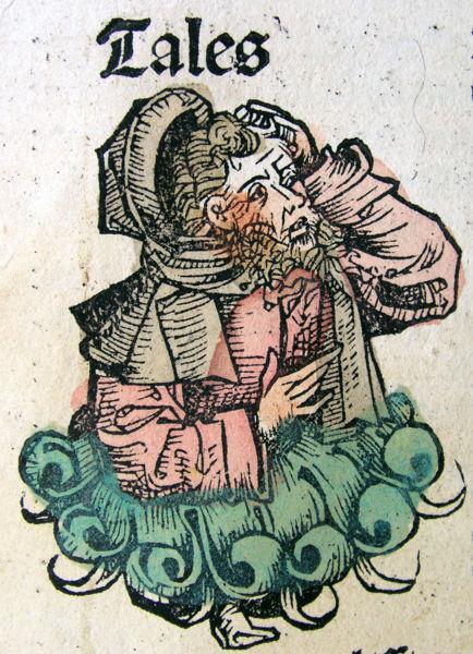 Tales z Miletu wszystko pełne jest bogów. Twórca najstarszej szkoły filozoficznej szkoły milezyjskiej (przełom VII i VI w. p.n.e.), do której należeli również Anaksymander i Anaksymenes.